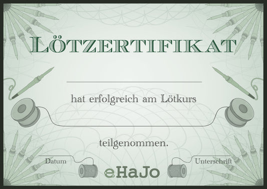 Lötzertifikat A5 – Stolz zum Anfassen für Lötprofis!
