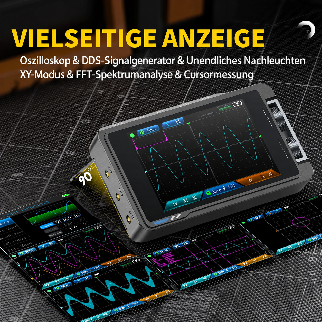 FNIRSI DS215H Oszilloskop-Set – 2-Kanal Mini-Oszilloskop mit DDS-Signalgenerator