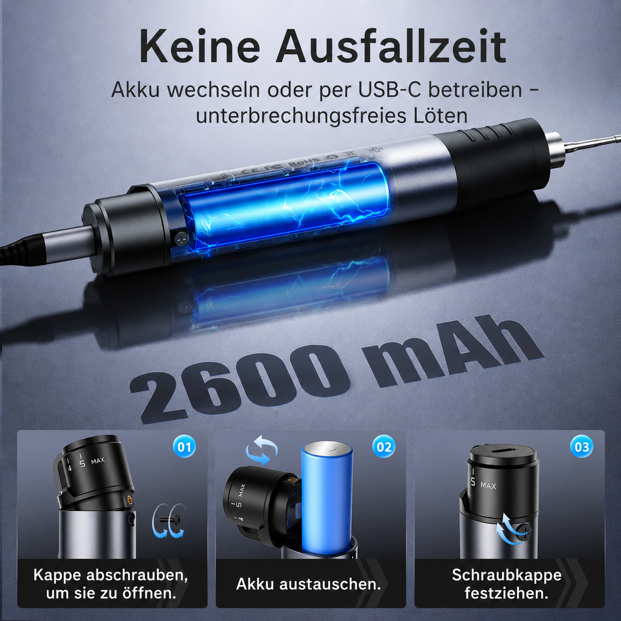 FNIRSI HS-03 Akkulötkolben – kabellos löten, flexibel arbeiten